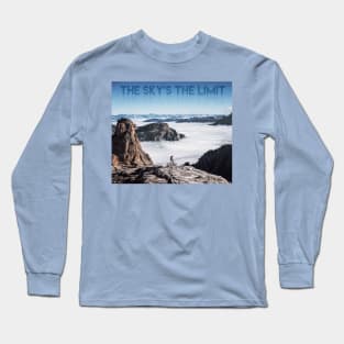 The Sky's the limit, man on top of a mountain, motivational poster Long Sleeve T-Shirt